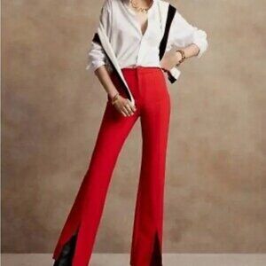 New Women's Banana Republic Red High Waist Pants Split Front Hem Size 4S